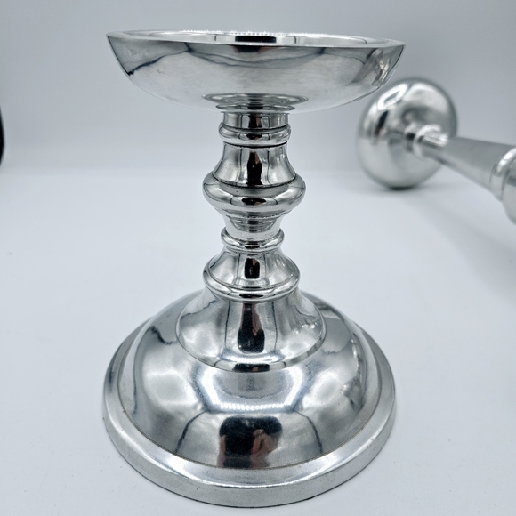 Pottery Barn Gemma Silver Tone Pillar Candle Holders - set of two - Picture 6 of 12